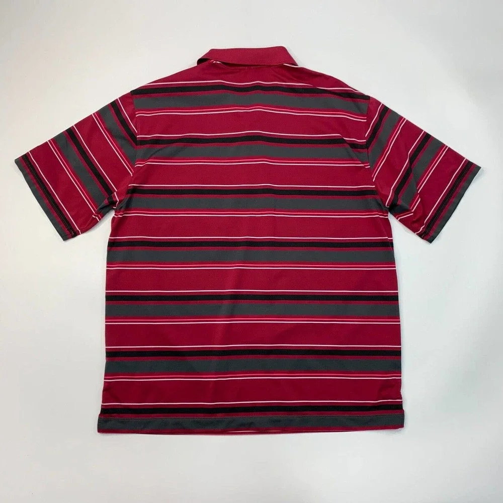 Nike Golf Shirt Mens L Large Wine Red Striped Stretch Performance Polo Whirlwind - Picture 3 of 12